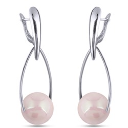 Серьги (Майорка 16мм холодно-розовая; покрытие родий), Есть комплект