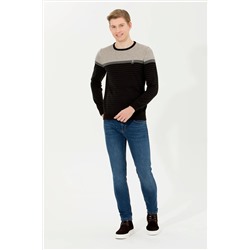 Erkek Siyah Bisiklet Yaka Triko Kazak