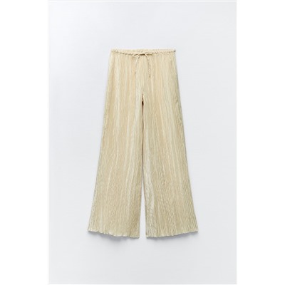 PLEATED SATIN-FINISH TROUSERS