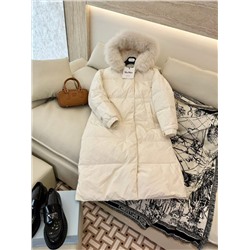 Max Mara длинный меховой воротник с большим меховым воротником, очень теплый и утолщенный пуховик из 90% белого гуся, распродажа