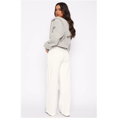 You'd Love It Here Wide Leg Sweatpants White