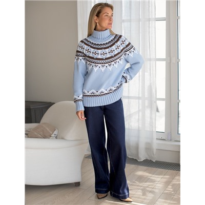 Свитер фактурной вязки из хлопка с акрилом