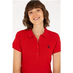 Kadın Kırmızı Basic Polo Yaka Tişört