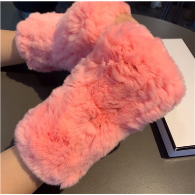 Женские меховые перчатки без пальцев  Chane*l