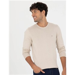 Kum Melanj Slim Fit Bisiklet Yaka Basic Triko Kazak