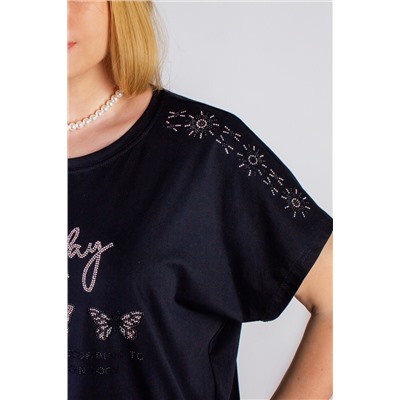 Нарядная футболка Бабочки из страз арт.8