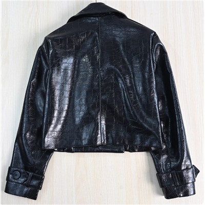 Женская куртка с черепаховым узором из искусственной кожи