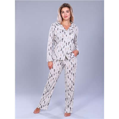 Женская пижама со штанами и рубашкой ТК-252.сер