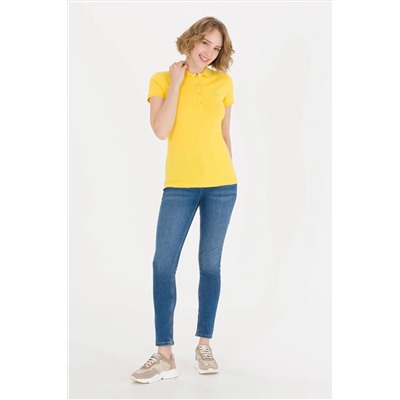 Kadın Sarı Basic Polo Yaka Tişört