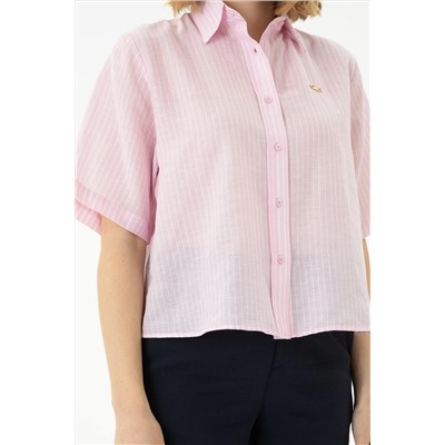 Kadın Pembe Kısa Kollu Gömlek