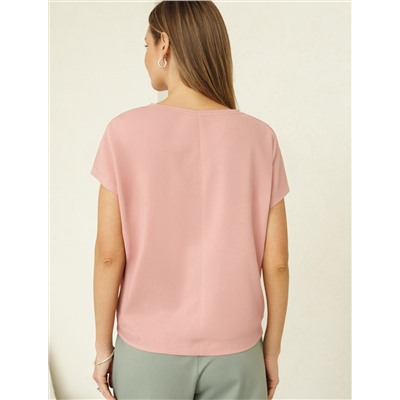 Футболка с V-вырезом и цельнокроеным рукавом из премиального хлопка