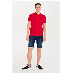 Erkek Kırmızı Basic Polo Yaka Tişört