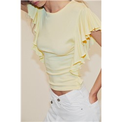 T-SHIRT WITH RUFFLE SLEEVES