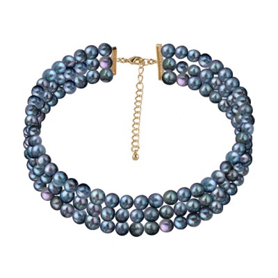 Колье (жемчуг бензиновый 10мм; покрытие золото) 40-48см, Есть комплект