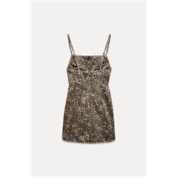 TRF SHORT DENIM ANIMAL PRINT DRESS
