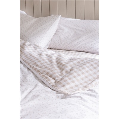 Botie King Size %100 Pamuk Ranforce Baskılı Nevresim Takımı - Bej