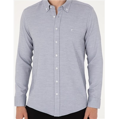 Lacivert Slim Fit Uzun Kollu Gömlek