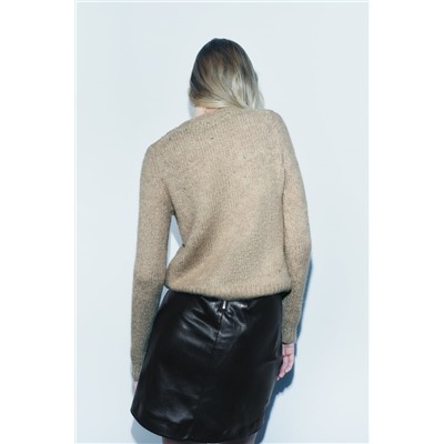 BEADED RHINESTONE KNIT CARDIGAN