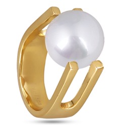 Кольцо (Майорка 14мм белая; покрытие золото), Есть комплект