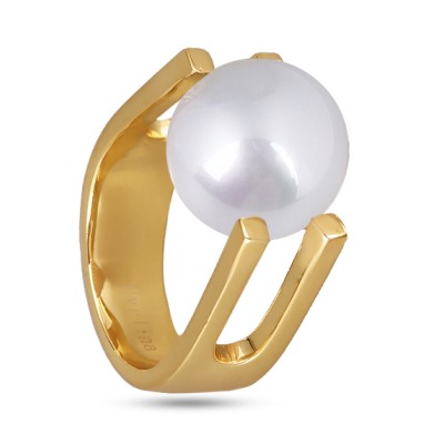 Кольцо (Майорка 14мм белая; покрытие золото), Есть комплект