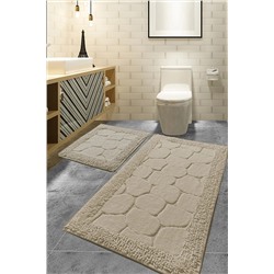 Chilai Home Stone Cotton Bej 2 Li Set 60x100 Cm 50x60 Cm Pamuklu Banyo Paspas Seti 8682125919805