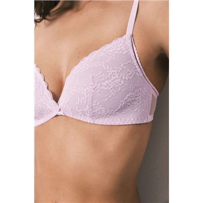 Sujetador triangular relleno encaje lila CHARMING