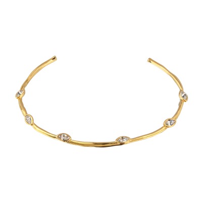 Колье Эйва (кристаллы SW белые; покрытие золото), Есть комплект