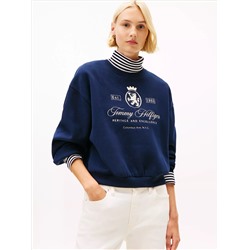 Embroidered Script Crest Logo Sweatshirt
