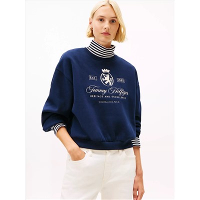 Embroidered Script Crest Logo Sweatshirt