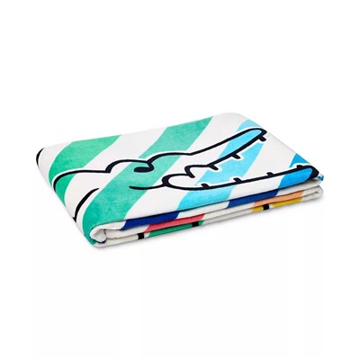 Lacoste Home Rainbow Big Croc Cotton Beach Towel, 36" x 72"