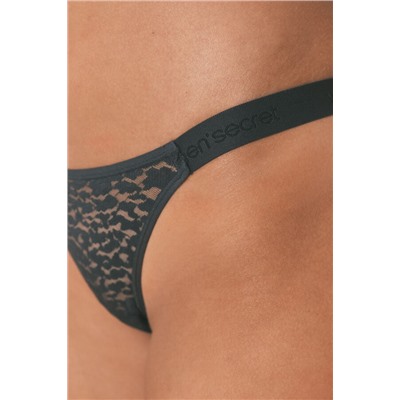 Tanga encaje animal print negro