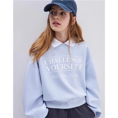 Свитшот ГЛОРИЯ ДЖИН*С c эффектом рубашки. 95% полиэстер, 5% растяжка спандекса