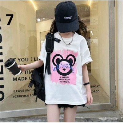 Хлопковые футболки для девочек (90-170) 10 Вариантов принтов