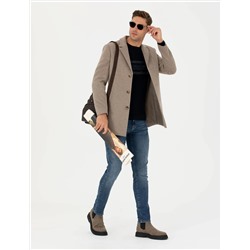 Bej Ex. Slim Fit Kaşe Kaban