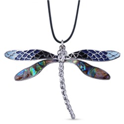 Кулон Стрекоза (гелиотис; покрытие родий) 50-55см, Есть комплект