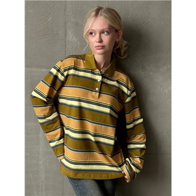 Женский пуловер поло в полоску, фабрика (5 цветов)