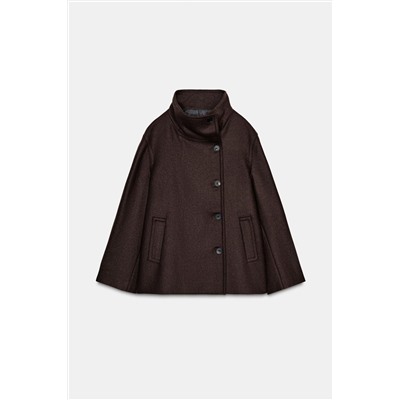 CROPPED WOOL COAT WITH HIGH NECK