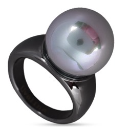 Кольцо (Майорка 16мм серо-голубая; покрытие черный родий), Есть комплект