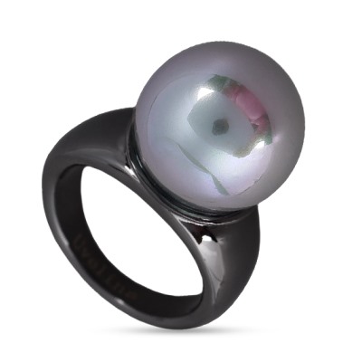 Кольцо (Майорка 16мм серо-голубая; покрытие черный родий), Есть комплект