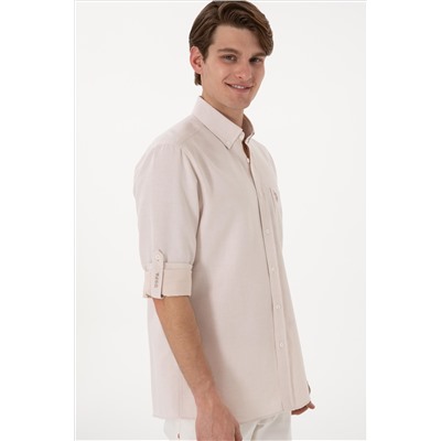 Erkek Camel Regular Fit Cepli Gömlek