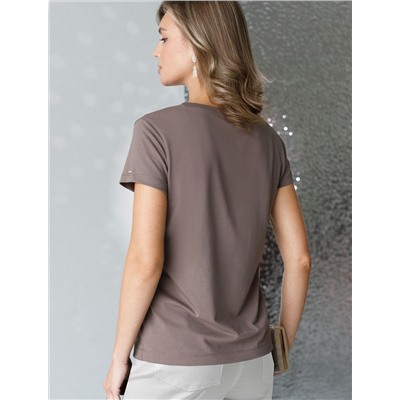 Нарядная футболка с принтом фольгой из премиального хлопка с эластаном