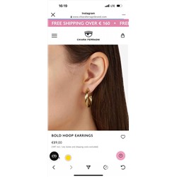 Винтажные витые женские серьги-кольца Chiar*a Ferragn*i, покрытые 18K золотом (гальваническое покрытие)