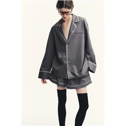 POPLIN PIPED TRIM SHIRT