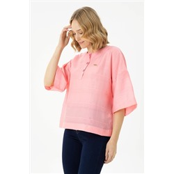 Kadın Pembe Kısa Kollu Gömlek