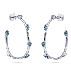 Серьги Эйва (кристаллы SW аквамарин; покрытие родий), Есть комплект