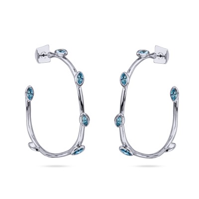 Серьги Эйва (кристаллы SW аквамарин; покрытие родий), Есть комплект