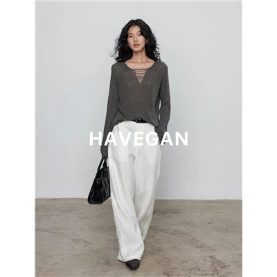 Лёгкий полупрозрачный лонгслив из смесового льна  (4 цвета)