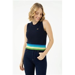 Kadın Lacivert Bisiklet Yaka Kazak