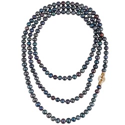 Колье (жемчуг бензиновый 8-9мм, фианит; покрытие золото) 160см, Есть комплект