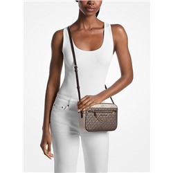 Michael Kors Outlet Jet Set Large Metallic Signature Logo Crossbody Bag
